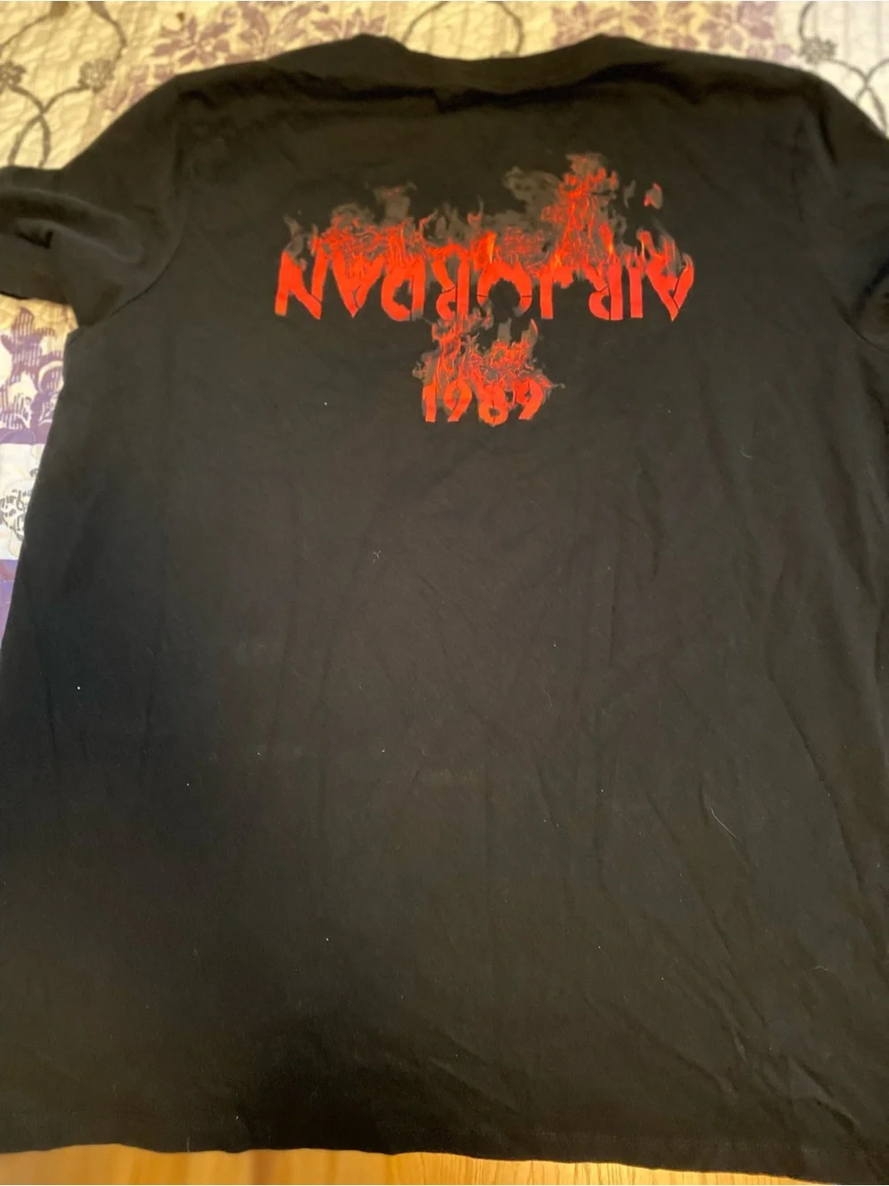 Jordan Black Short-Sleeve Tee with Red Flame 'AIR JORDAN' Logo
